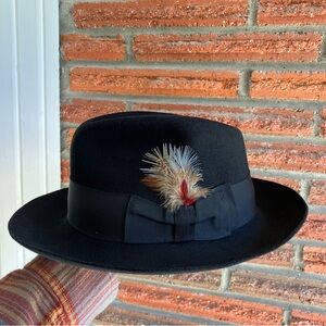 Stetson Royal Deluxe Temple Black Fedora Size 7 1/2